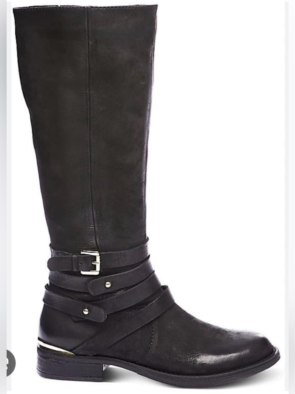 Steve Madden Albany Black Leather Moto Harness Riding Boots Size 6 NEW